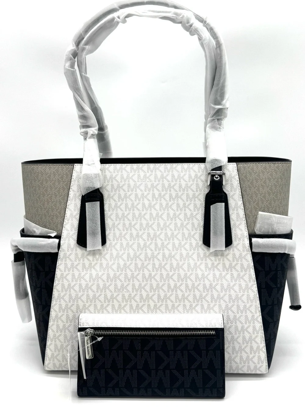 Michael Kors Voyager Large Color - Block Logo Tote Bag w Matching Trifold Wallet